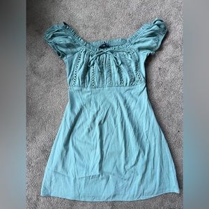 Lulus sage green embroidered off the shoulder mini dress